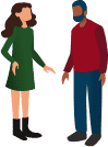 Graphic illustration of a Man and Woman in Conversation