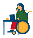 Woman in a wheelchair taking a call